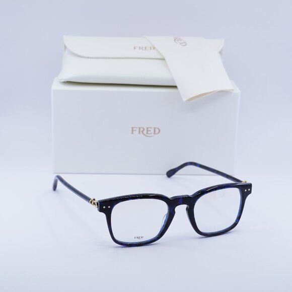 Fred FG50006I 092 Square 50mm Eyeglasses - Blue Havana - Picture 1 of 10